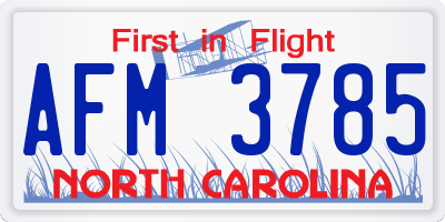 NC license plate AFM3785