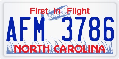 NC license plate AFM3786