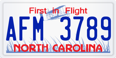 NC license plate AFM3789