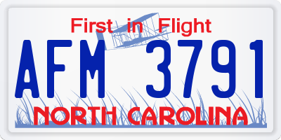 NC license plate AFM3791