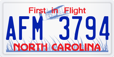 NC license plate AFM3794
