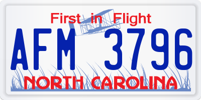 NC license plate AFM3796