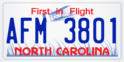 NC license plate AFM3801