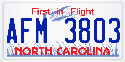 NC license plate AFM3803