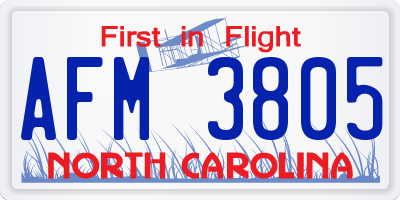 NC license plate AFM3805