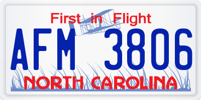 NC license plate AFM3806