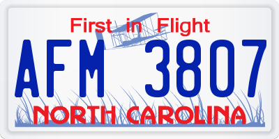 NC license plate AFM3807