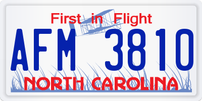 NC license plate AFM3810