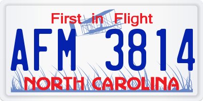 NC license plate AFM3814