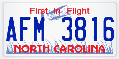 NC license plate AFM3816
