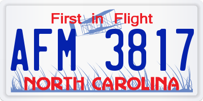 NC license plate AFM3817