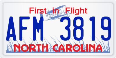 NC license plate AFM3819