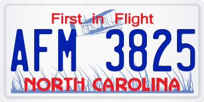 NC license plate AFM3825