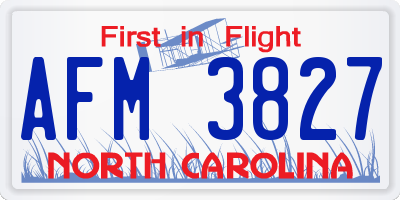 NC license plate AFM3827