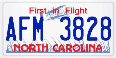 NC license plate AFM3828