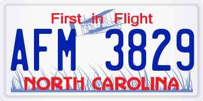 NC license plate AFM3829