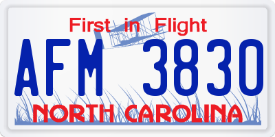 NC license plate AFM3830
