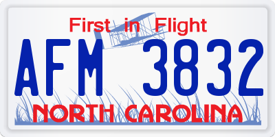 NC license plate AFM3832