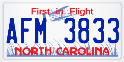 NC license plate AFM3833