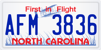 NC license plate AFM3836