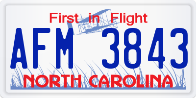 NC license plate AFM3843