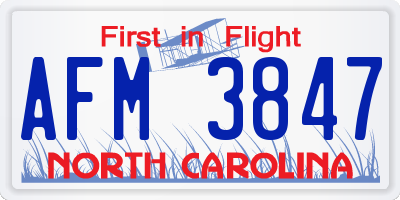 NC license plate AFM3847
