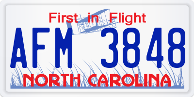NC license plate AFM3848