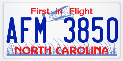 NC license plate AFM3850