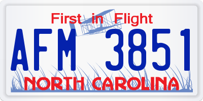 NC license plate AFM3851