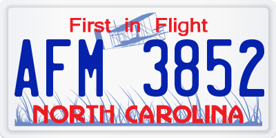 NC license plate AFM3852