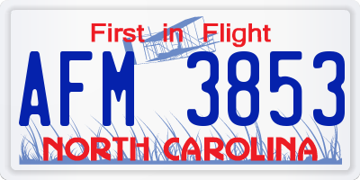 NC license plate AFM3853