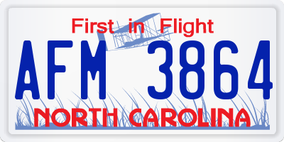 NC license plate AFM3864