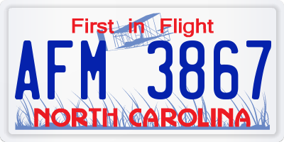 NC license plate AFM3867