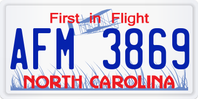 NC license plate AFM3869