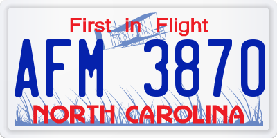 NC license plate AFM3870