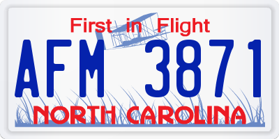 NC license plate AFM3871