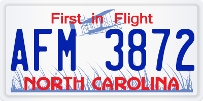 NC license plate AFM3872