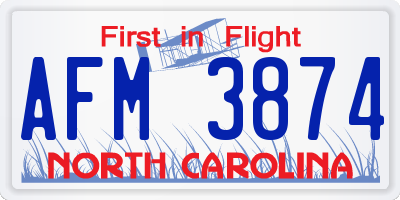 NC license plate AFM3874