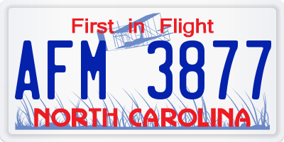 NC license plate AFM3877