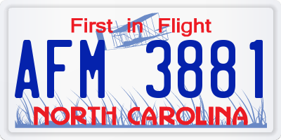 NC license plate AFM3881