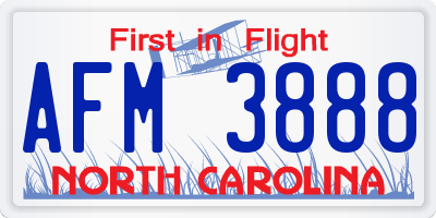 NC license plate AFM3888