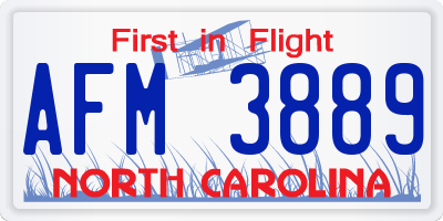 NC license plate AFM3889