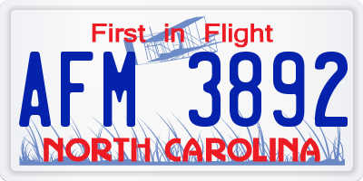 NC license plate AFM3892