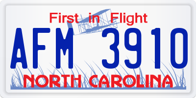 NC license plate AFM3910