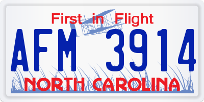 NC license plate AFM3914