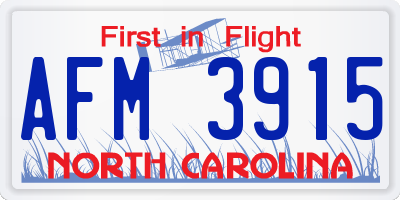 NC license plate AFM3915