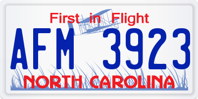 NC license plate AFM3923