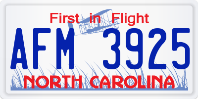 NC license plate AFM3925