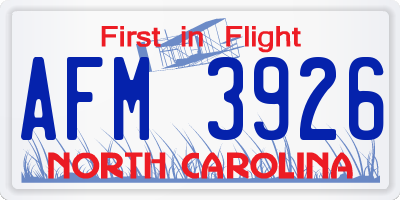 NC license plate AFM3926