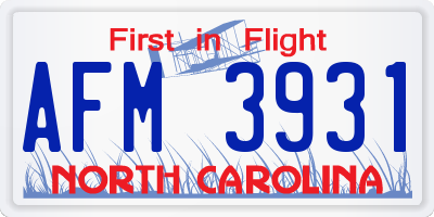 NC license plate AFM3931